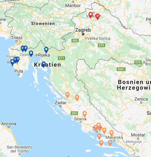 Kroatien Klettern Karte